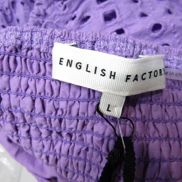 NEW ENGLISH FACTORY Womens Eyelet Scallop Edge Mini Dress Purple Size L - Picture 14 of 14